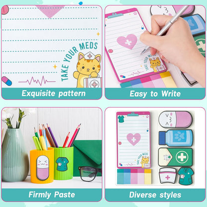 B1ykin Cute Sticky Notes Set - Stay Alive Skeleton Shaped Self-Stick Notes Pad, 550 Sheets Writing Memo Pages Sticky Notepad for Teacher Appreciation Gifts, School Office Supplies (Funny Skeleton) - Colors A