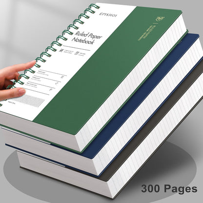 EMSHOI A5 Spiral Notebook College Ruled Lined Journal, Small 5.7" X 8.22", 300 Pages/150 Sheets, 100gsm Thick Paper, Waterproof Hardcover, for Office School Women Men Work Writing Notes, Blue