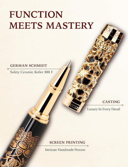 ARTEX Executive Rollerball Pen-Museum Collections-Crafting Timeless Beauty-Luxury Pen Gift & Office Desk Decor, German SCHMIDT refill, Solid Metal Texture
