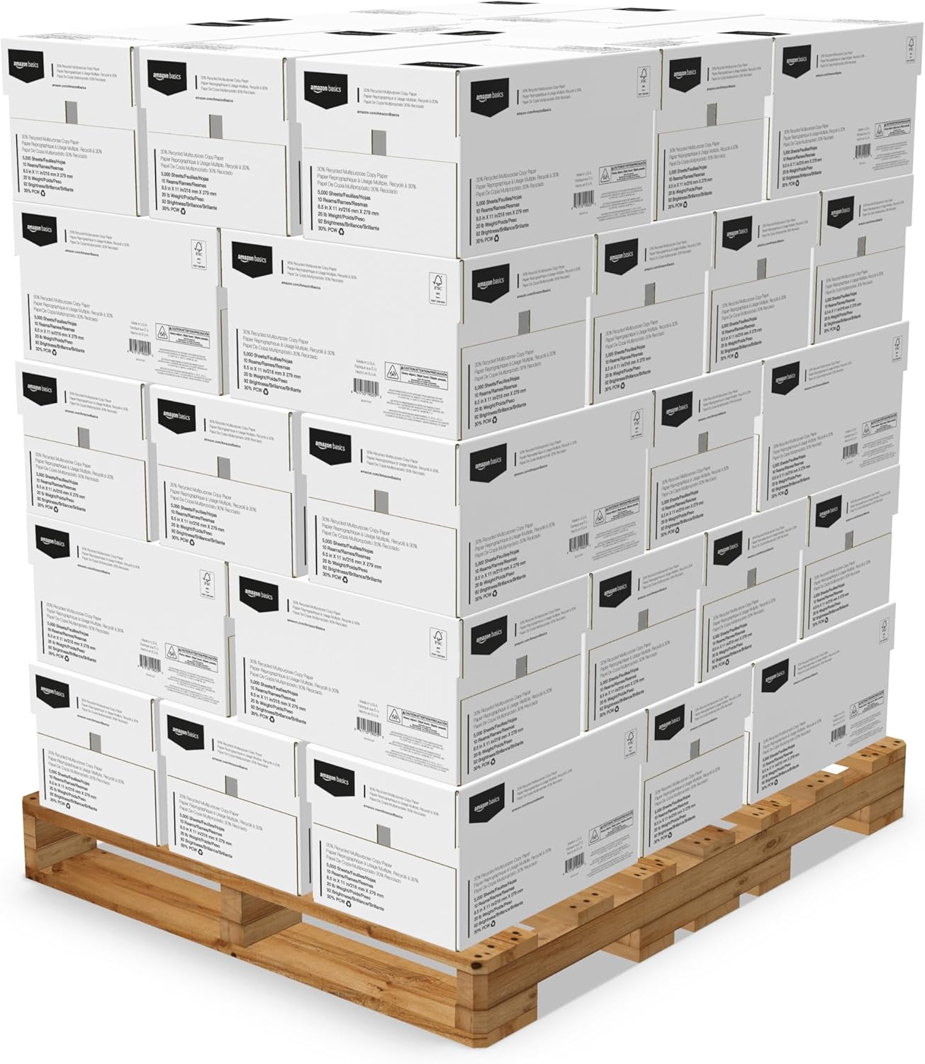 Amazon Basics 30% Recycled Multipurpose Copy & Print Paper, 8.5 x 11 Inches, 20 lb Weight, 92 Bright, White, FSC Certified, 1500 Sheets (3 Reams)