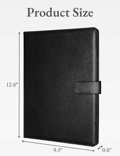 Mymazn Padfolio Portfolio Folder, Faux Leather Interview Resume Folder with Document Organizer & Business Card Holder, Letter-Sized Notepad Legal Pad Holder for Men Women (Sage Green)
