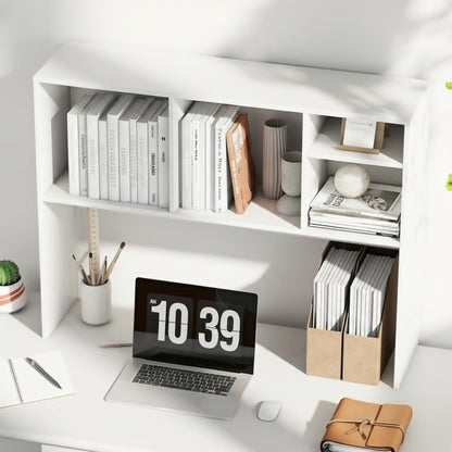 Tangkula Desktop Bookshelf, Countertop Storage Hutch with 5 Shelves for Computer Desk, Desk 3-Tier Display Rack, Multipurpose Wood Desktop Hutch Storage Organizer for Dorm Office Home