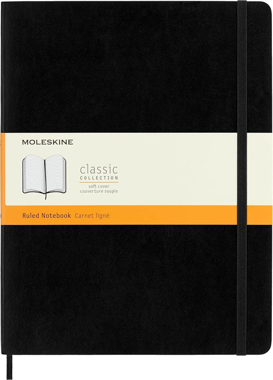 Moleskine Classic Notebook, Extra Large, Ruled, Black, Soft Cover (7.5 x 10)