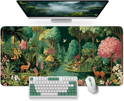 Large Mouse Pad for Desktop, Cute Desk Mat Pad Protector for Work & Gaming, Aesthetic Pretty Anti-Slip Laptop Blotter Cover for Office School Home Supplies, Wildflowers, 31.5" x 11.8"