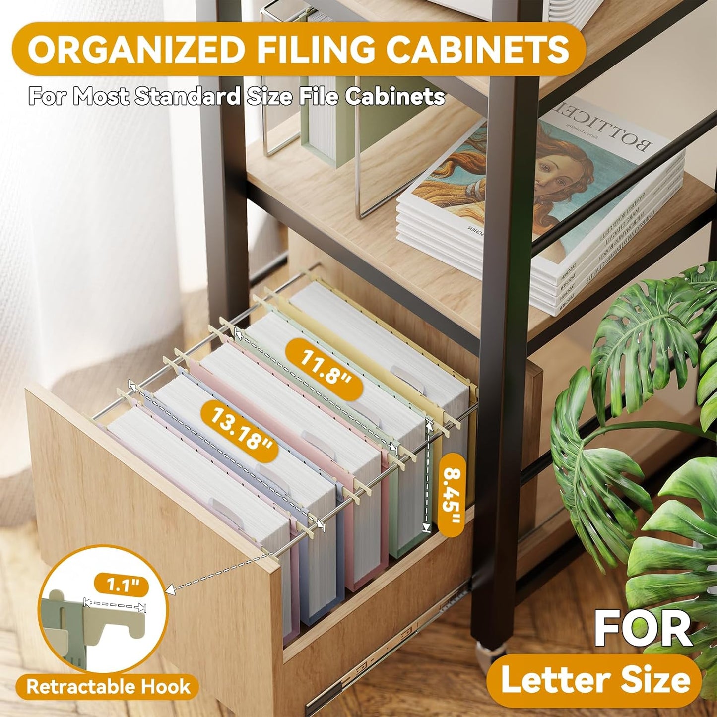 Plastic Hanging File Folders Letter Size,12 Pack Reinforced Filing Cabinet Folders with Tabs,Macaron Heavy Duty Hanging Organizer Foldrs for File Box & File Frame,Designed for Home Office