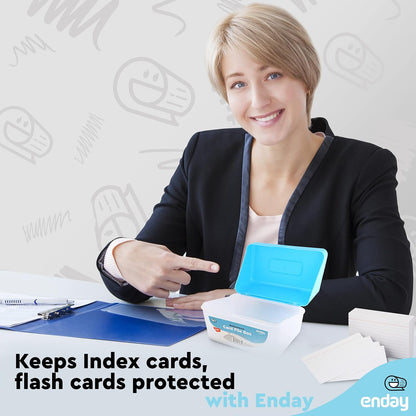 Enday Index Card Holder Pink, 3x5 Note Flash Card Organizer Case, Index Card File w/flip top, Notecard Recipe, Holder, Holds 250 Cards, Also Available in Purple, Red, Green, Blue, Grey (1 PC)