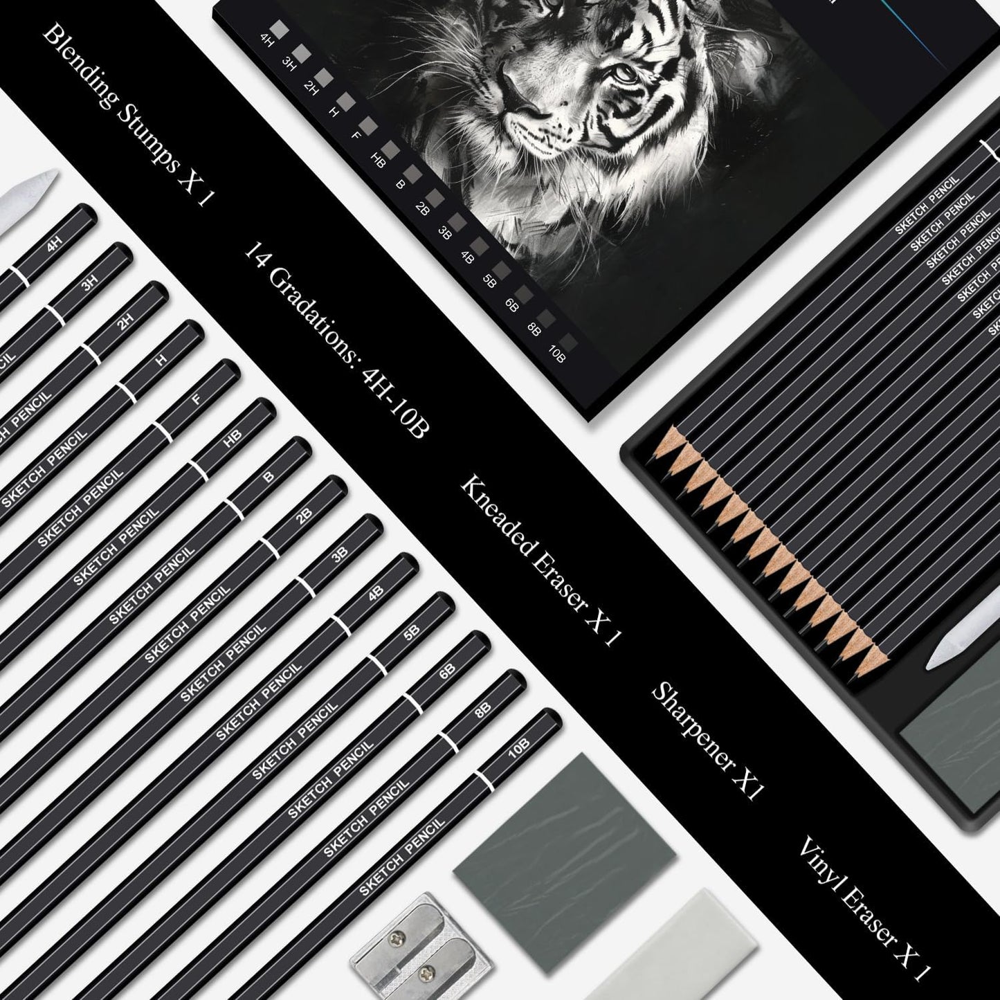 Aenir Sketch Pencils for Drawing, Set of 12 Drawing Pencils for Sketching Medium (6B - 4H), Artist Graphite Pencils, Sketch Set for Artists for Sketching Supplies, Art Supplies.