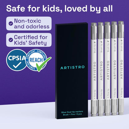 ARTISTRO 36 Acrylic Paint Markers - Paint Pens for Drawing, Brush + Fine Tips - For Fabric, Rock, Glass, Wood, DIY - Art & Craft Supplies for Adults, Teens, Kids - Teacher Appreciation Gift