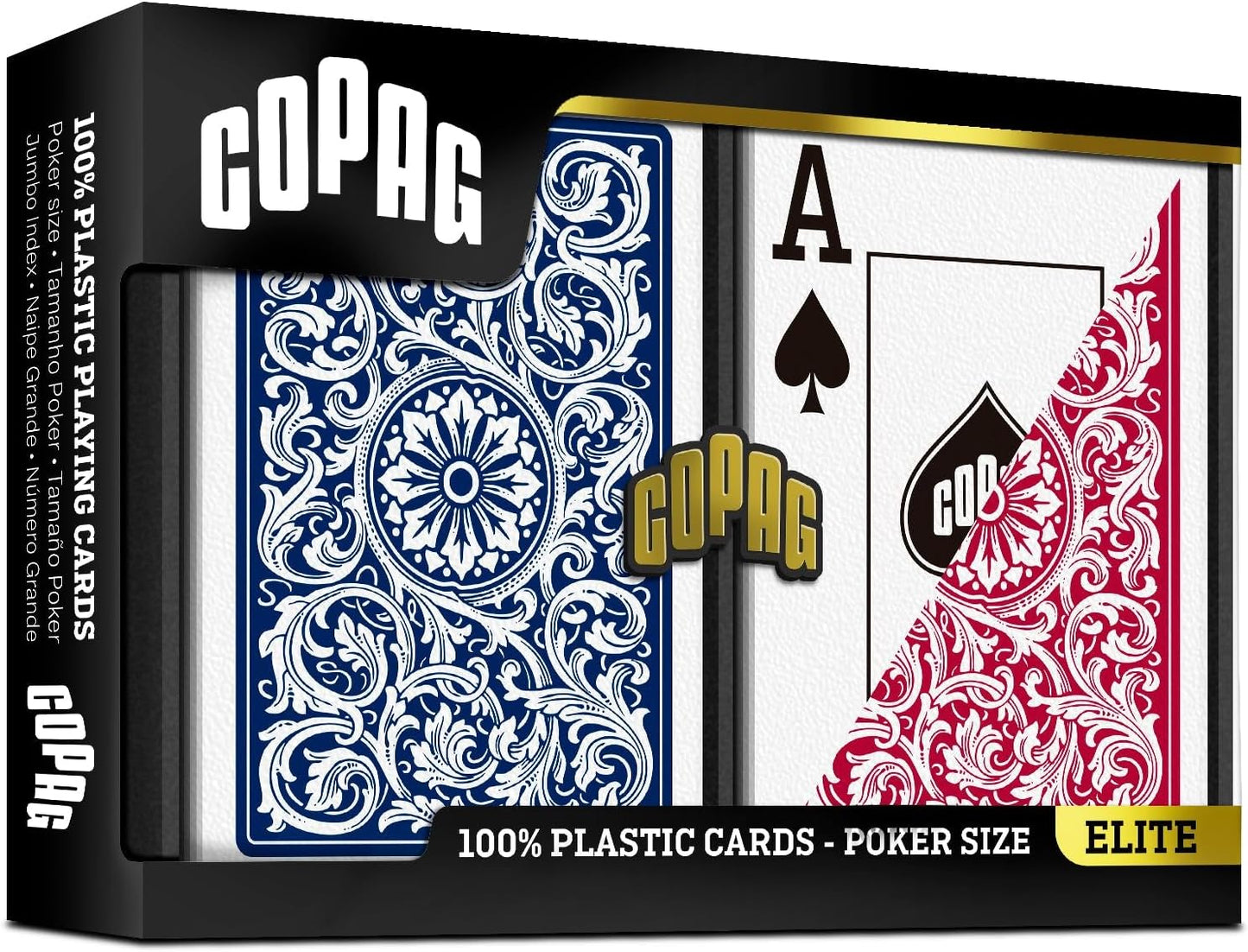 Copag 1546 Design 100% Plastic Playing Cards, Poker Size (Standard) Red/Blue (Jumbo Index, 6 Sets)