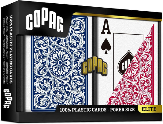 Copag 1546 Design 100% Plastic Playing Cards, Poker Size (Standard) Red/Blue (Jumbo Index, 6 Sets)