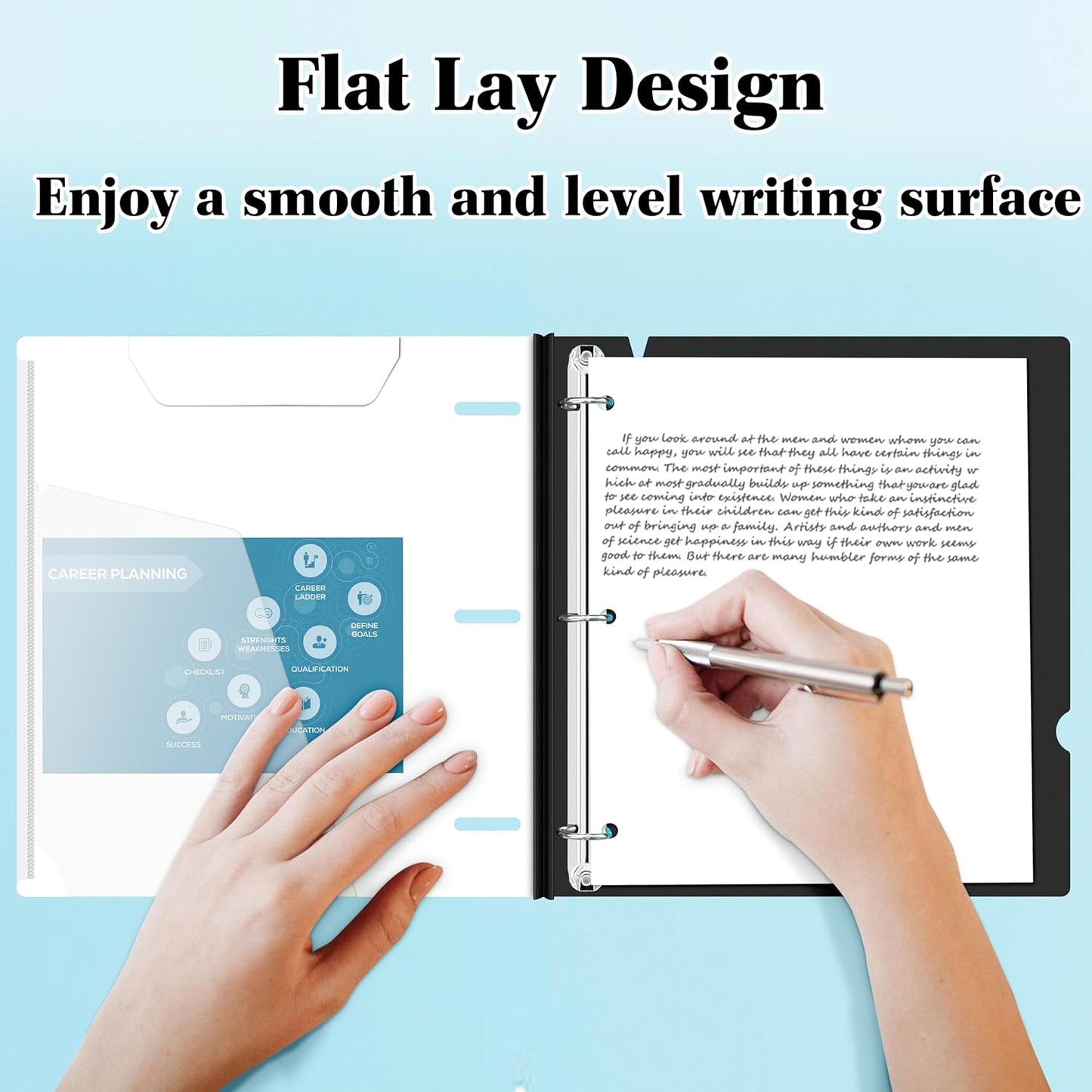 INFUN Telescoping 3 Ring Binder - 4PCS, Portable Plastic 3 Ring Binder with Telescoping Spine, Binders with Foldable Front Cover Holds 8.5"x11" Paper for School, Office, Homes