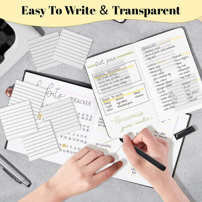 3x3 Inch Transparent Sticky Notes 300 Sheets, Clear Translucent Lined Self-Adhesive Memo Repositionable Reminder Pad for Office, College Students, Planners, Journals, School Supplies (Purple)