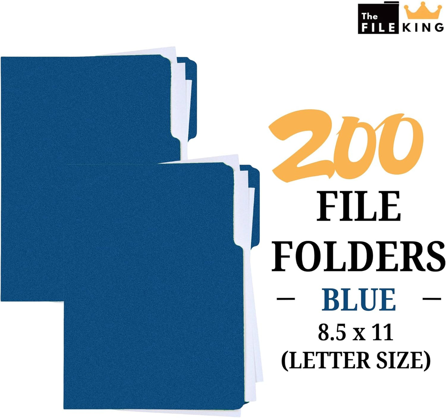 The File King 1/3 Cut File Folders Letter Size - 100 Pack | Manilla Folders 8.5 x 11 | Assorted 3 Tabs | Heavy Duty 11-Point Fiber | Made in USA | Undercut Front Style | Easy Labeling & Organization