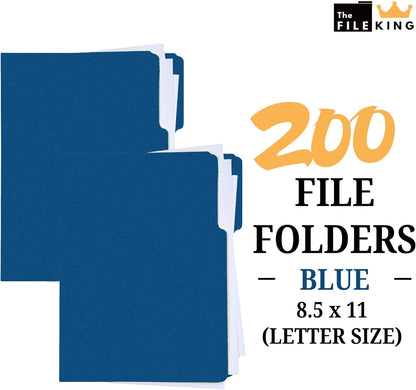 The File King 1/3 Cut File Folders Letter Size - 100 Pack | Manilla Folders 8.5 x 11 | Assorted 3 Tabs | Heavy Duty 11-Point Fiber | Made in USA | Undercut Front Style | Easy Labeling & Organization
