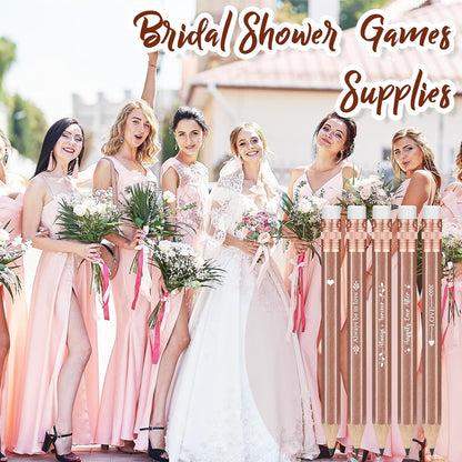 Crtiin 50 Pcs Bridal Shower Pencils Half Golf Wedding Pencils with Eraser 4 Inch Short Pocket Pre Sharpened for Wedding Game Bridal Shower Presents Classroom School(Wood Color)