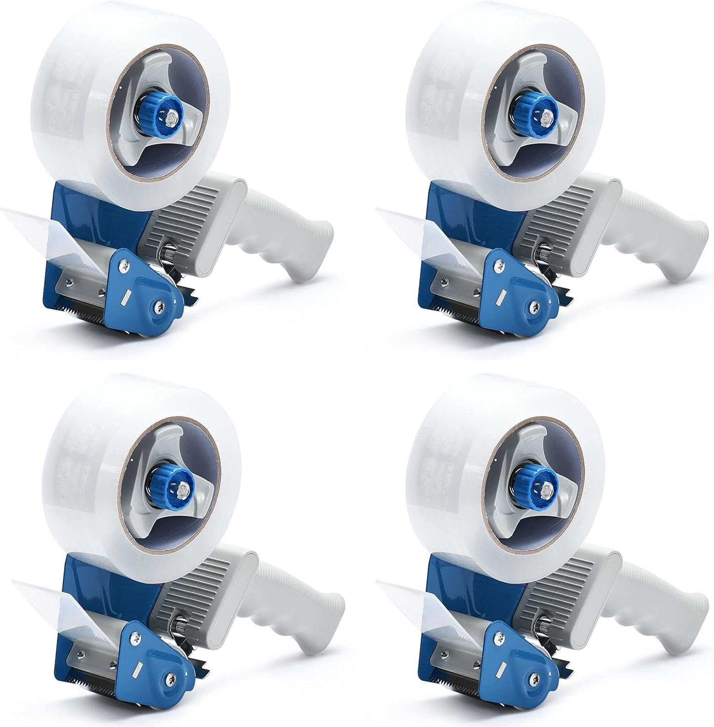 Pacific Mailer 2 Inch Tape Gun Dispenser with 2 Inch Carton Packing Tape, Lightweight Industrial Side Loading Tape Dispenser - Blue
