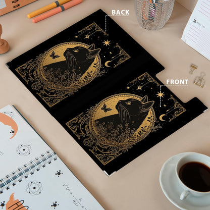Gothic Moon Phase Clipboard Folio with Storage, Witchy Moon Decorative Clipboard Folder, Gothic Black Gold Clipboards for Women, Witchy Gifts Office Supplies, 12.4x9.2In