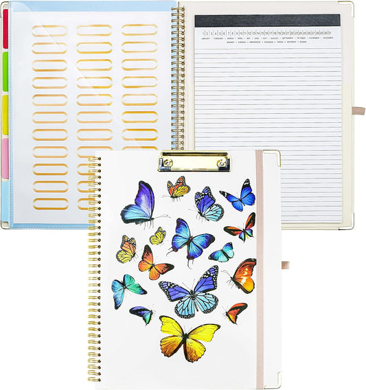Mymazn Clipboard with Storage, Clipboards Folio with Refillable 11"x8.5" Legal Pads,5 Extra Folders with Storage 10 Pockets for Documents, Portfolio Binder with Pen Holder for Men Women (Leopard)