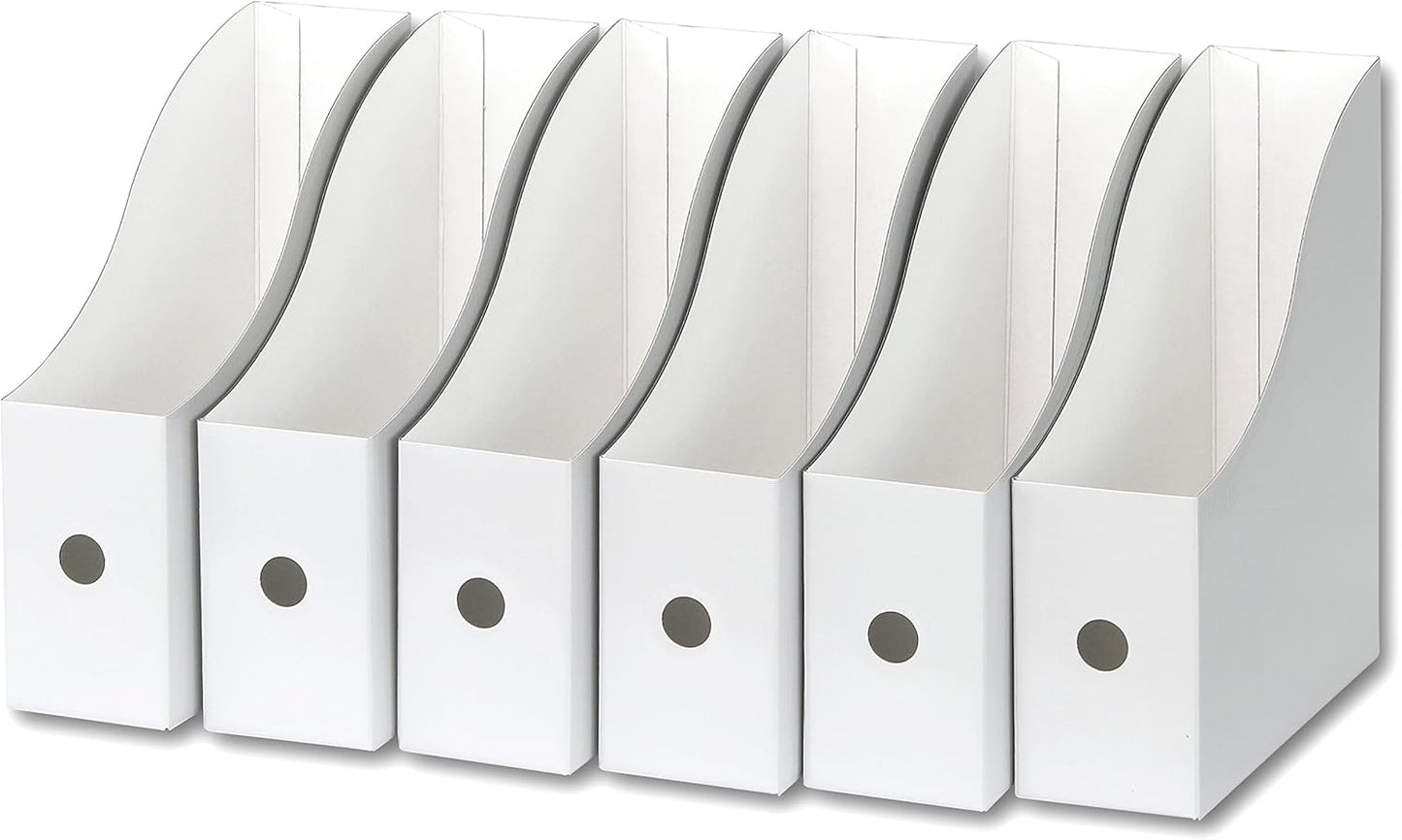 Simple Houseware 6-Pack Magazine File Holder Box, Foldable Cardboard Organizer, White