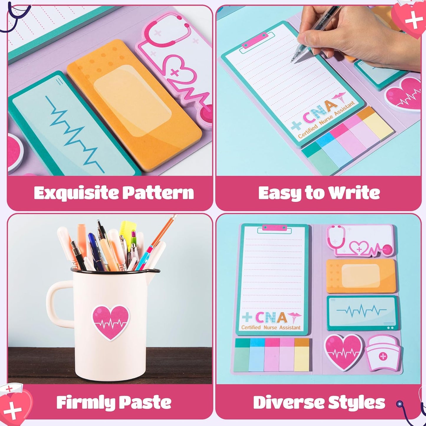 B1ykin Cute Sticky Notes Set - Stay Alive Skeleton Shaped Self-Stick Notes Pad, 550 Sheets Writing Memo Pages Sticky Notepad for Teacher Appreciation Gifts, School Office Supplies (Funny Skeleton) - Colors B