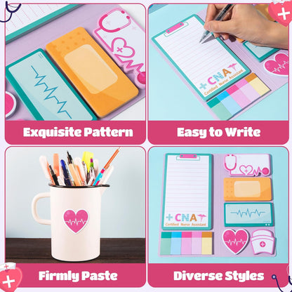 B1ykin Cute Sticky Notes Set - Stay Alive Skeleton Shaped Self-Stick Notes Pad, 550 Sheets Writing Memo Pages Sticky Notepad for Teacher Appreciation Gifts, School Office Supplies (Funny Skeleton) - Colors B