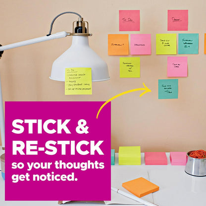 Post-it Super Sticky Lined Notes, 3 Sticky Note Pads, 4 x 6 in., School Supplies for Students, Ideal for Textbooks, Notebooks, Walls and Vertical Surfaces, Supernova Neons Collection