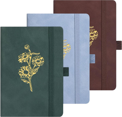 BOBO RABBIT 3 Pack Pocket Notebook Journals Mini A6 Sunflower Floral Notepads Total 600 Pages Aesthetic Hardcover College Ruled Lined Notebooks for Note Taking Travel Office School Supplies, 3.7"x 5.7"