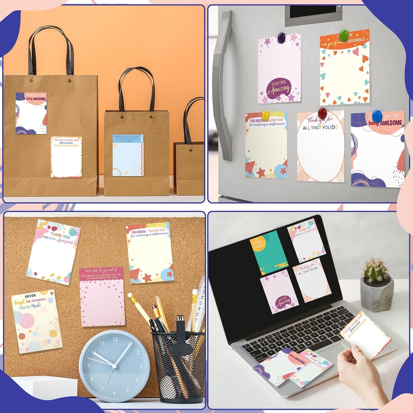 Yinder 24 Pack Inspirational Sticky Notes Motivational Notepads Appreciation Sticky Notes Funny Memo Pads Positive Note Bulk 3 x 4 Gift for Women Nurse Teacher Office Supplies(Black,Inspirational)