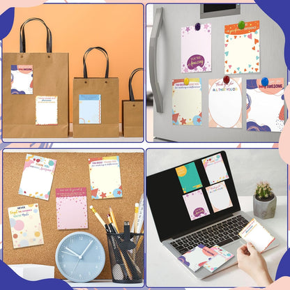 Yinder 24 Pack Inspirational Sticky Notes Motivational Notepads Appreciation Sticky Notes Funny Memo Pads Positive Note Bulk 3 x 4 Gift for Women Nurse Teacher Office Supplies(Black,Inspirational)