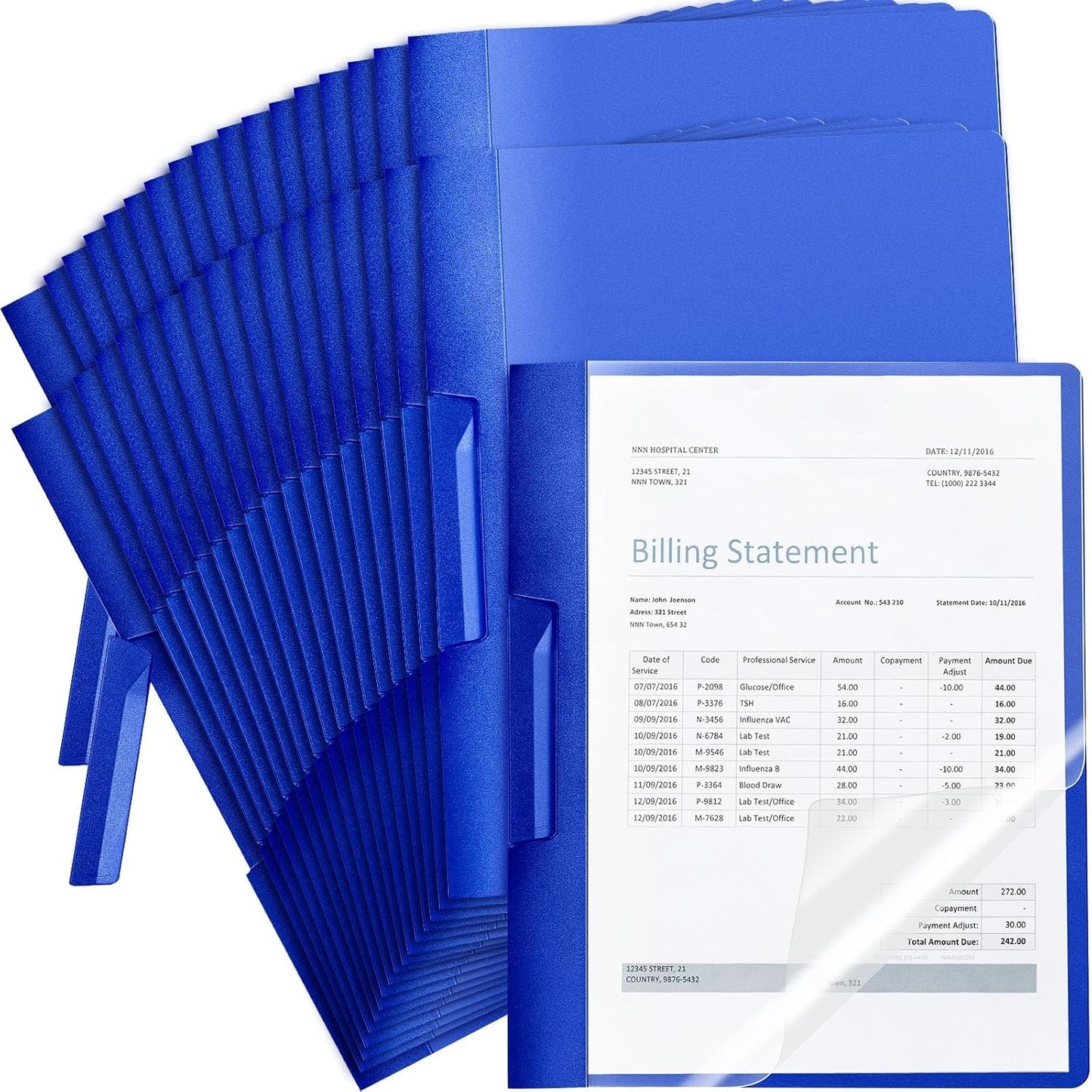 Maitys 25 Pack Durable Clear Report Covers with Rotary Clip 11 x 9 in Letter Size Presentation Folders Transparent Front Cover Portfolio Folder Resume Folder Interview Report Folders (Blue)