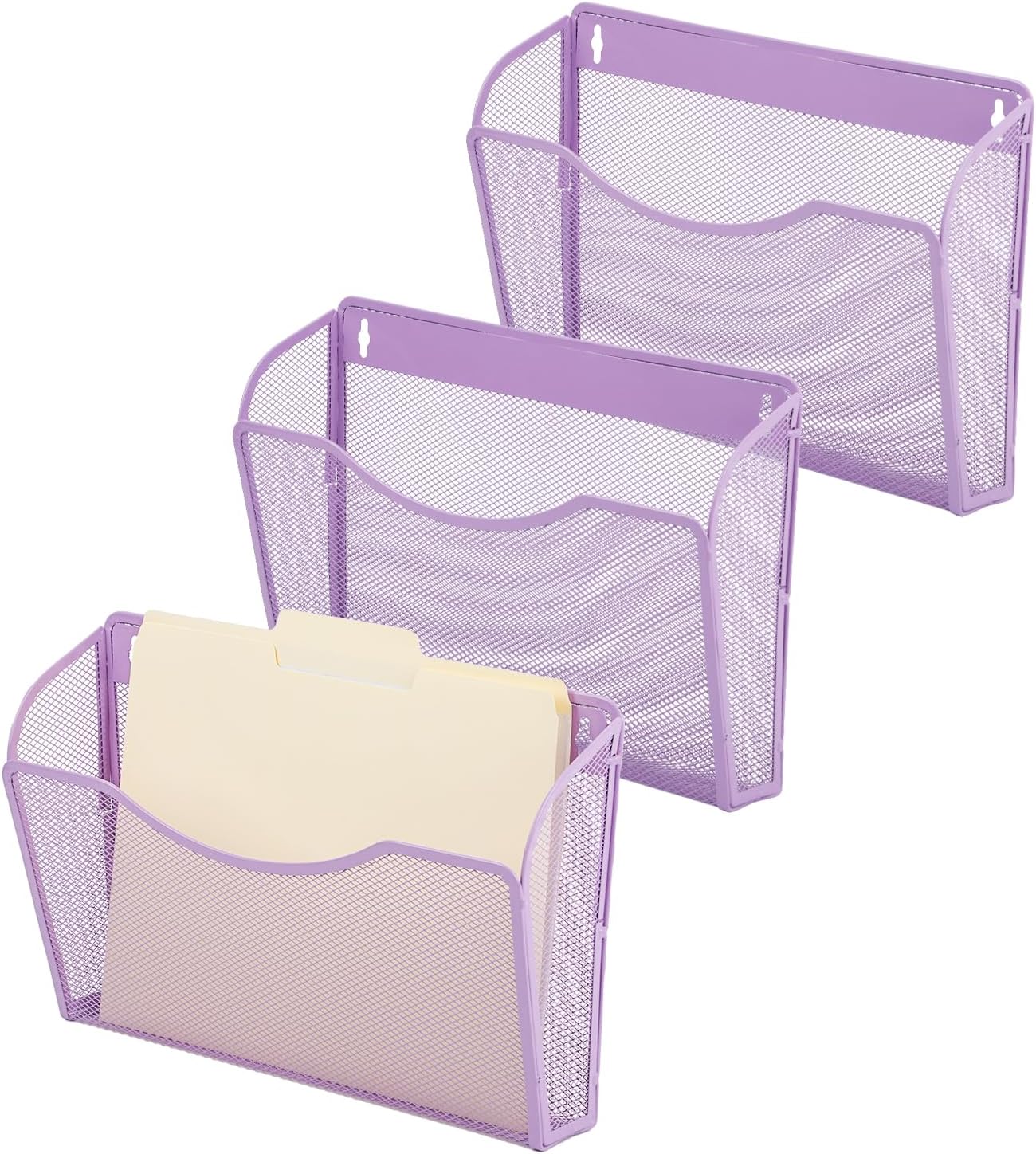 EASEPRES 3 Single Pocket Mesh Hanging File Organizer, Vertical Wall Mounted Magazine File Holder, Mount Basket Mail Paper Document Folder Organizing for Office, Home and School, Black
