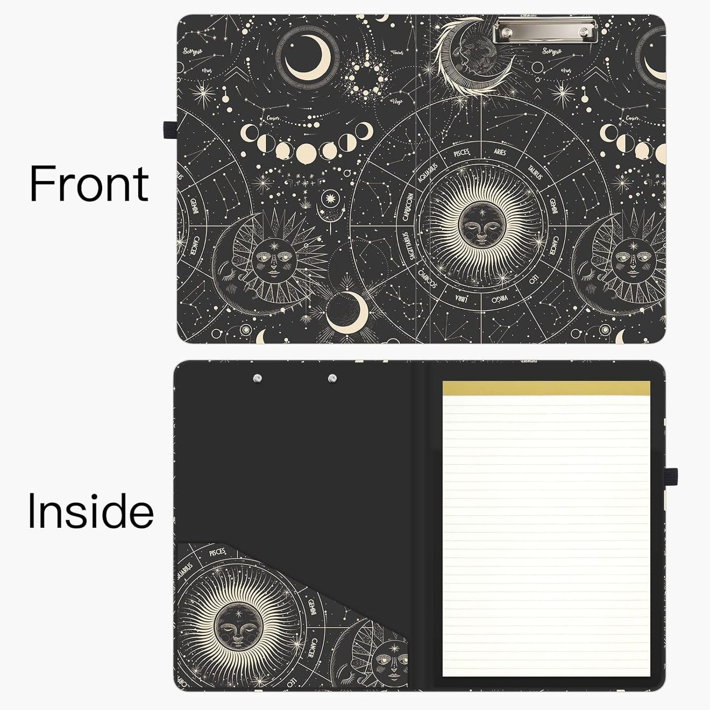 Hongri Clipboard Folio with Refillable Lined Notepad and Interior Storage Pocket for Students, Classroom, Office, Women, Man, Cute Custom Pattern, Size 12.8 x 9.2 in, Classic Flower