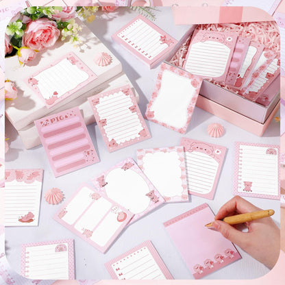 Gilprop 24 Pack Cat Sticky Notes Gift 3x4 Inch Cute Self Stick Notepads Adhesive Cartoon Cat Memo Pad Fun Kawaii Animal Sticky Notes for Teacher Women Valentines Office Home Christmas Pet Lover Gift