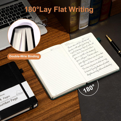 Yoment Leather Journal for Men Women, 324 Numbered Pages Thick Journals for Writing with Contents, A5 Hardcover College Ruled Journaling Notebooks for Travel, Note Taking, Diary, Green