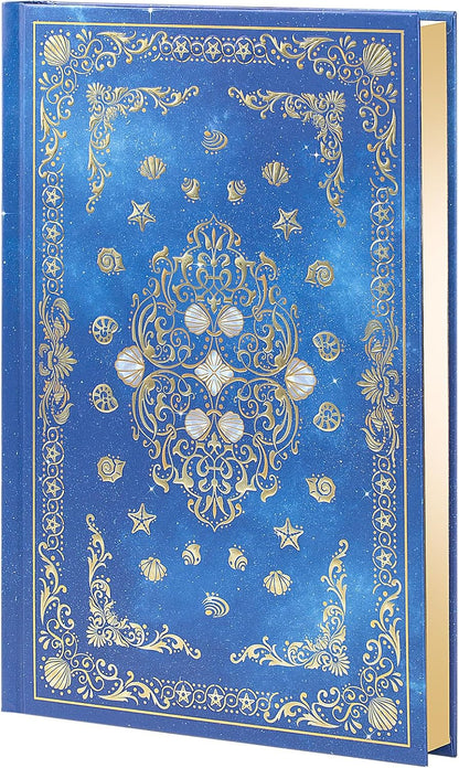 Hardcover Lined Journal - 224 Pages 100GSM Thick Paper A5 Notebook with Gilded Edges, Elegant Blue Damask Floral Pattern, Classic Aesthetic Diary for Women