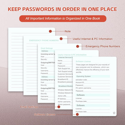 MOSA BEAR Password Keeper Book with Alphabetical Tabs，4.3"x5.7" Small Password Books for Seniors Password Notebook for Internet Website Address Log in Detail（Dark Blue）