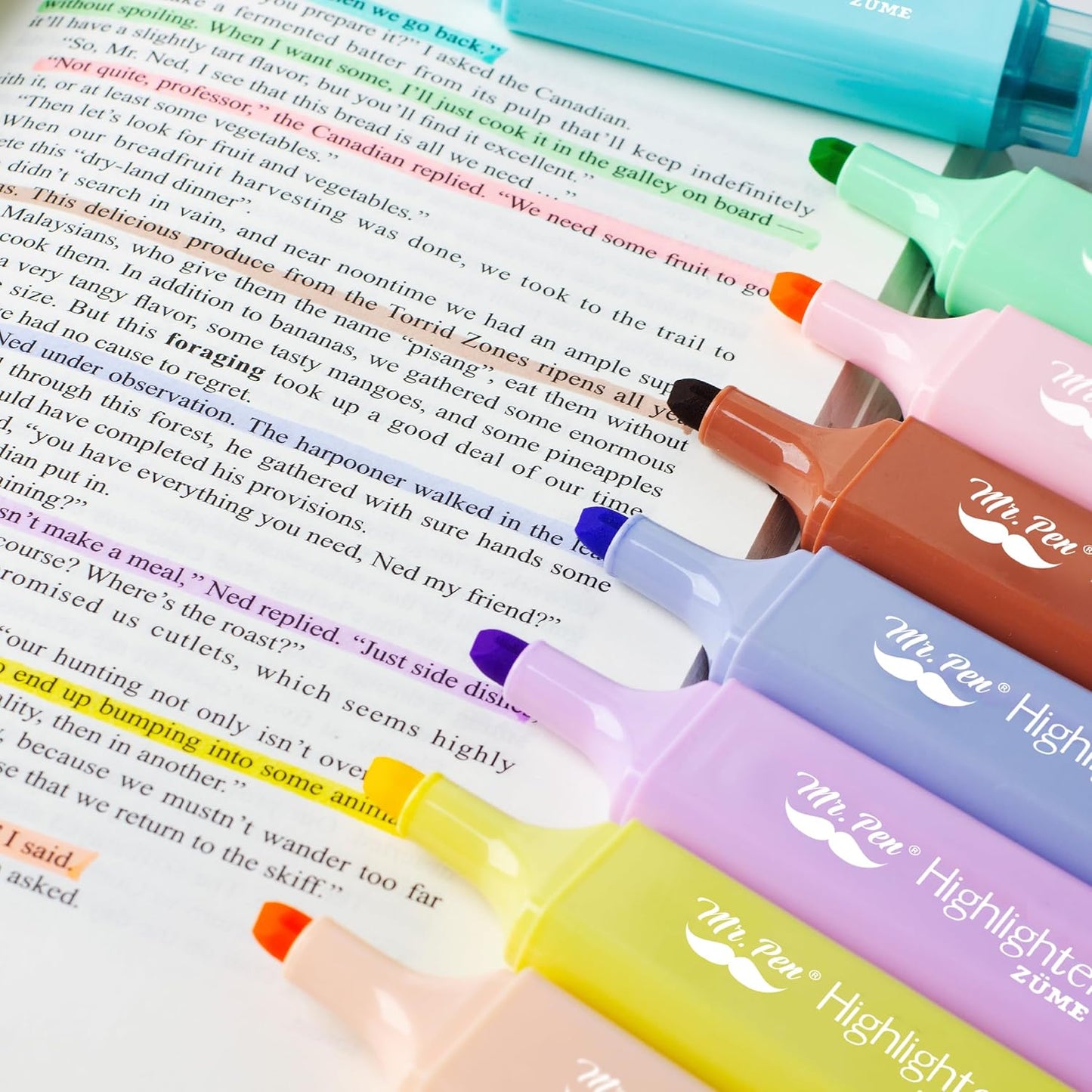 Mr. Pen- Pastel Highlighters, 8 Pack, Highlighters with Firm Chisel Tip, Quick Dry & Non-Toxic, No Bleed on Standard Paper, Ideal for Highlighting, Underlining, Journaling & Coloring