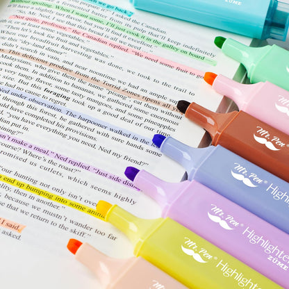 Mr. Pen- Pastel Highlighters, 8 Pack, Highlighters with Firm Chisel Tip, Quick Dry & Non-Toxic, No Bleed on Standard Paper, Ideal for Highlighting, Underlining, Journaling & Coloring