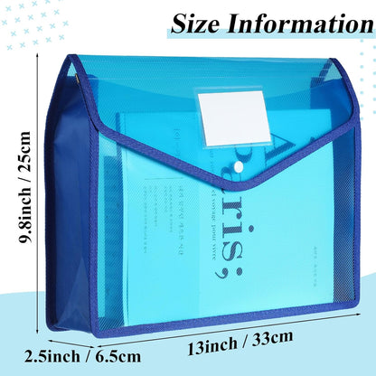 10 Pieces Plastic File Folders Envelope Expanding File Wallet Organizer Documents Folder with Snap Closure and Pocket, A4 Size Waterproof Transparent Pouch(White,Horizontal)
