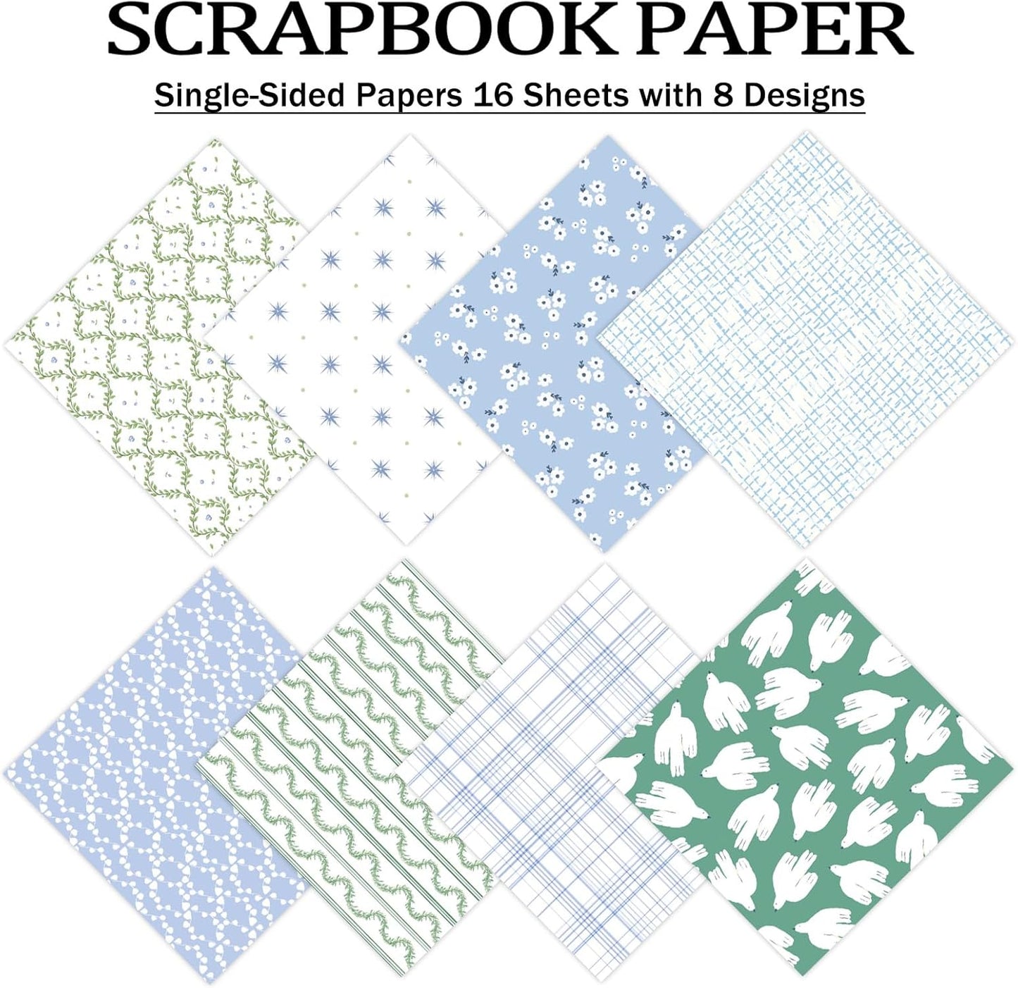 PRSTINCOL Scrapbook Paper,16 Sheets 4.1x5.8 Inch Vintage Stripe Style Scrapbook Supplies,Single-Sided Vivid Origami Decoupage Paper for DIY Crafts, Card Making, Art Journaling