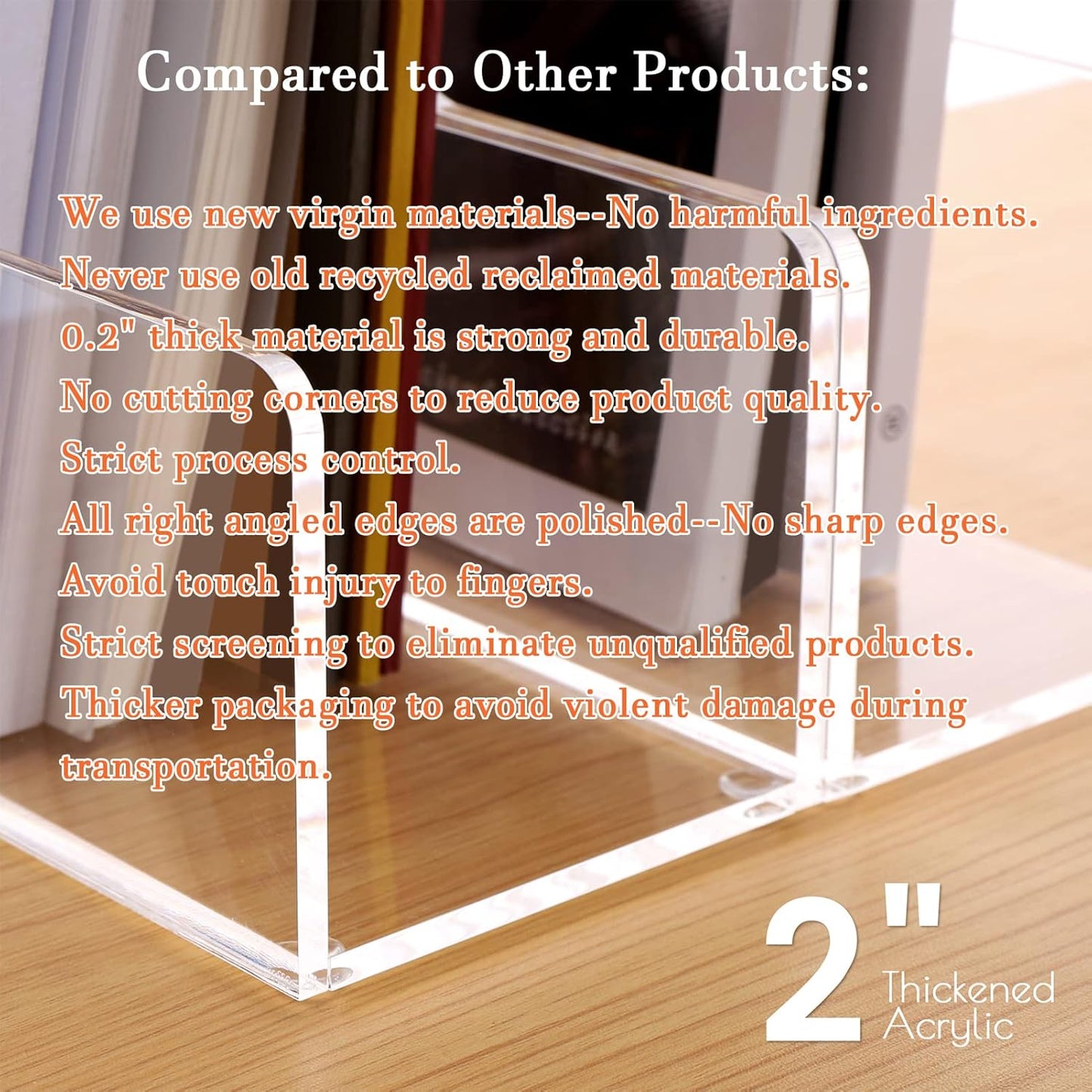 HeZone Acrylic Magazine Rack File Holder Desk Organizers and Storage 2-Pack Small Clear Acrylic Vertical Magazine Holder Book Stand for Office Desk