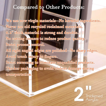 HeZone Acrylic Magazine Rack File Holder Desk Organizers and Storage 2-Pack Small Clear Acrylic Vertical Magazine Holder Book Stand for Office Desk