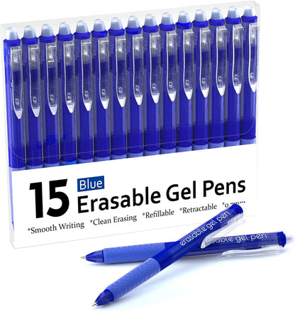 Erasable Gel Pens, 15 Pack Black Retractable Erasable Pens Clicker, Fine Point, Make Mistakes Disappear, Black Inks for Writing Planner and Crossword Puzzles…