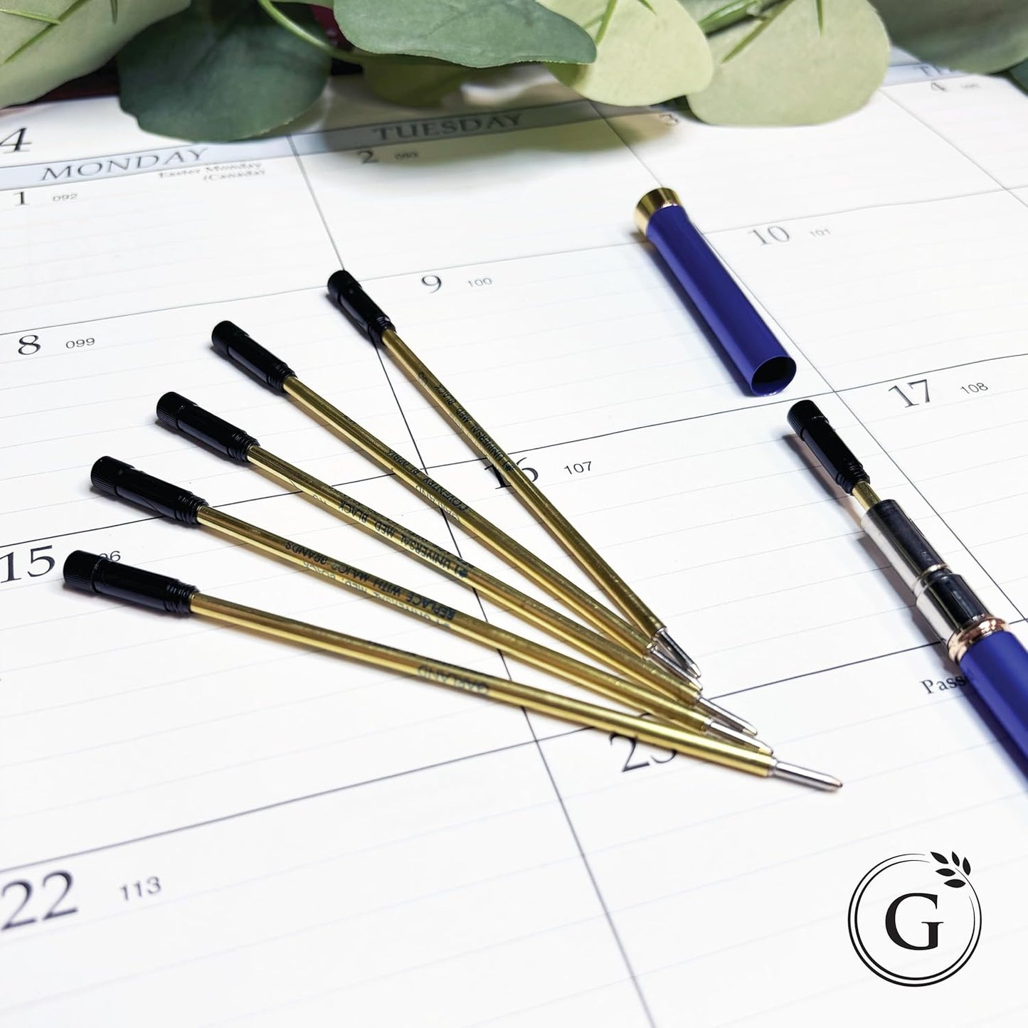 Garland Universal #1 Cross Compatible Ballpoint Pen Refill, USA Made, Archival Ink, 1.0mm Medium Point, Smooth Writing, 5 Pack (Blue)
