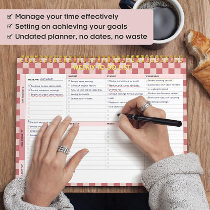 Taja Weekly To Do List Notepad with 52 Undated Sheets（8.5"×11"）- Weekly Desk Planner for Women & Man, Work and Home -1 Pack Violet Dream