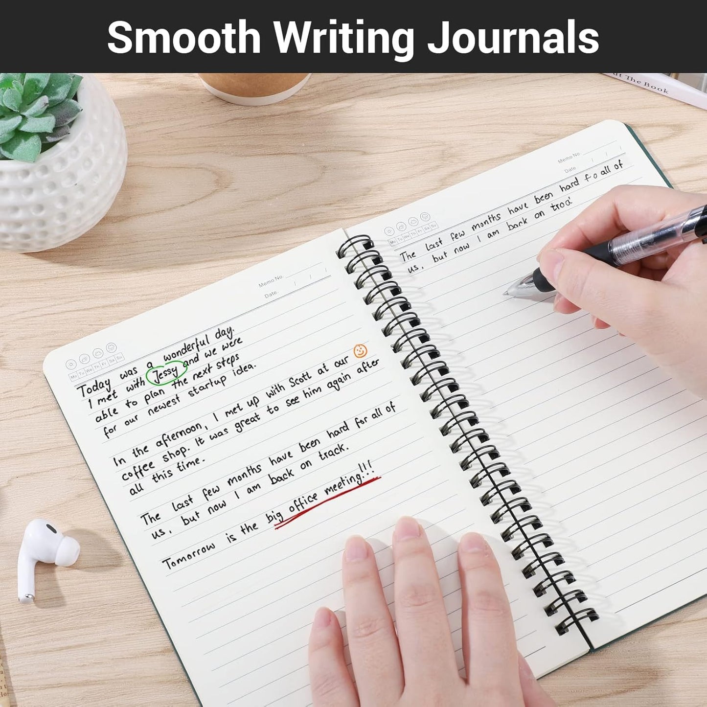 EUSOAR Spiral Notebook, A5 12packs 5.5"X8.3" 120 Pages Lined Travel Writing Notebooks Journal, Memo Notepad Sketchbook, Students College Office Business Subject Diary Ruled Book Journal-Black Cover