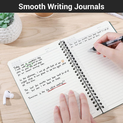 EUSOAR Spiral Notebook, A5 12packs 5.5"X8.3" 120 Pages Lined Travel Writing Notebooks Journal, Memo Notepad Sketchbook, Students College Office Business Subject Diary Ruled Book Journal-Black Cover