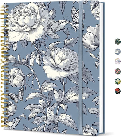 Taja Large Spiral Lined Journal for Women, 8.5" x 11" Notebooks for Work Collge Ruled, A4 Aesthetic Cute Journaling Notebooks for Writing, Plastic Cover, Celestial