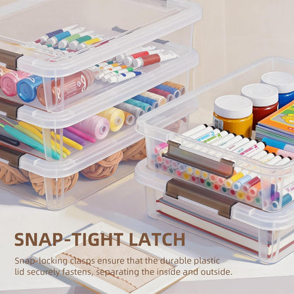 Citylife 3 PCS Plastic Storage Bins with Latching Lids Portable Project Case Clear File Box Stackable Storage Containers for Organizing A4 Paper, Photo, Document, Scrapbook