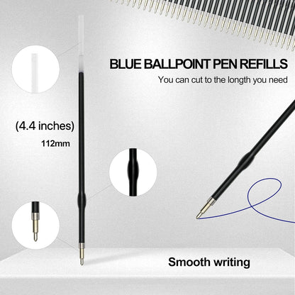 Linbsunne 50 Pieces Ballpoint Refills Medium Point 1mm Black Ink Replaceable Ball Point Pen Refills for Men Women (50pcs-Black Ink, Length can be Cut)
